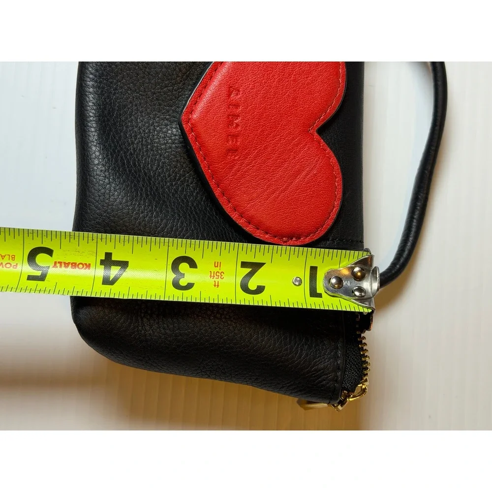 Aimee Kestenberg Heart Breaker Mini Crossbody Black Red Leather Gold Chain Bag